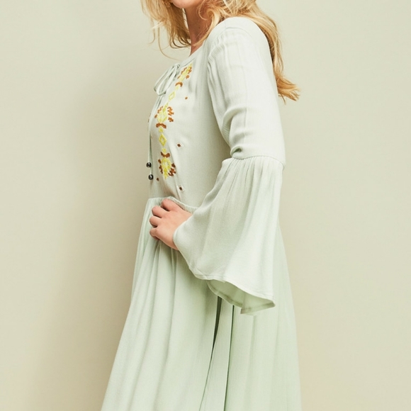 Entro Sage Boho Babydoll Spring Dress NWT - Picture 10 of 12